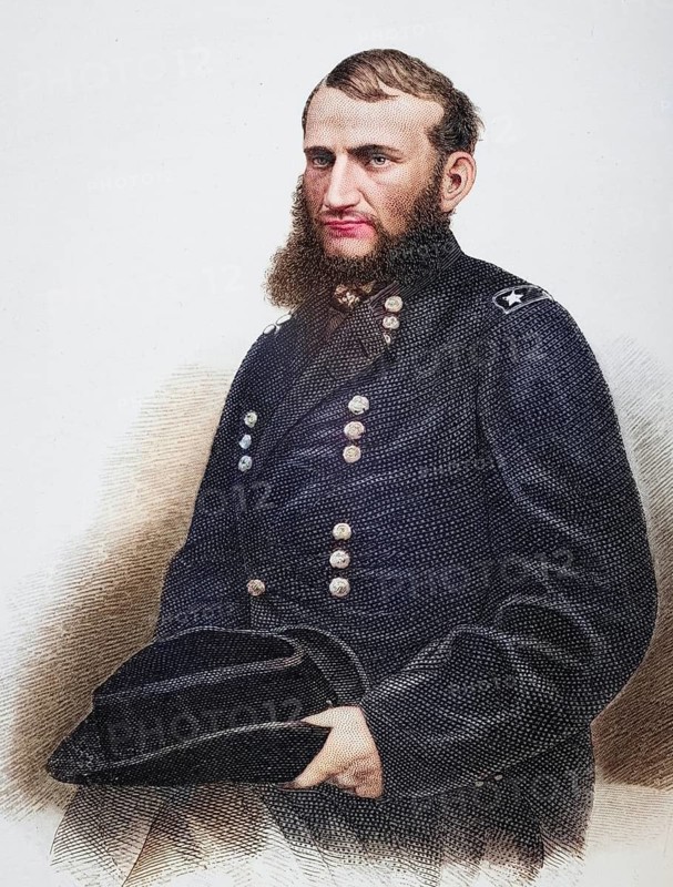 Hugh Judson Kilpatrick (born 14 January 1836 near Wantage Township, Sussex County, New Jersey, died 4 December 1881 in Santiago de Chile) was a general in the United States Army during the War of Secession. After a photograph by Matthew Brady (1824-1896), Historic, digitally restored reproduction from a 19th century original, Record date not stated