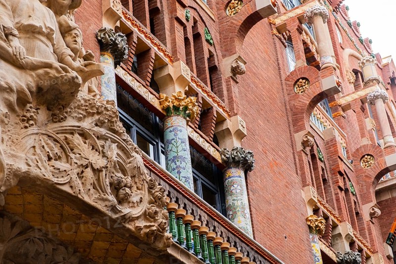 Facade of the Palau de la Música Catalana, Barcelona, Spain