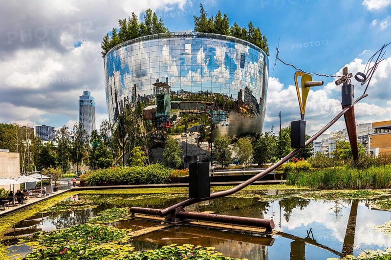 Boijmans Van Beuningen mirrored depot, The Bowl, world's first publicly accessible art depot, designed by MVRDV, Rotterdam, the Netherlands