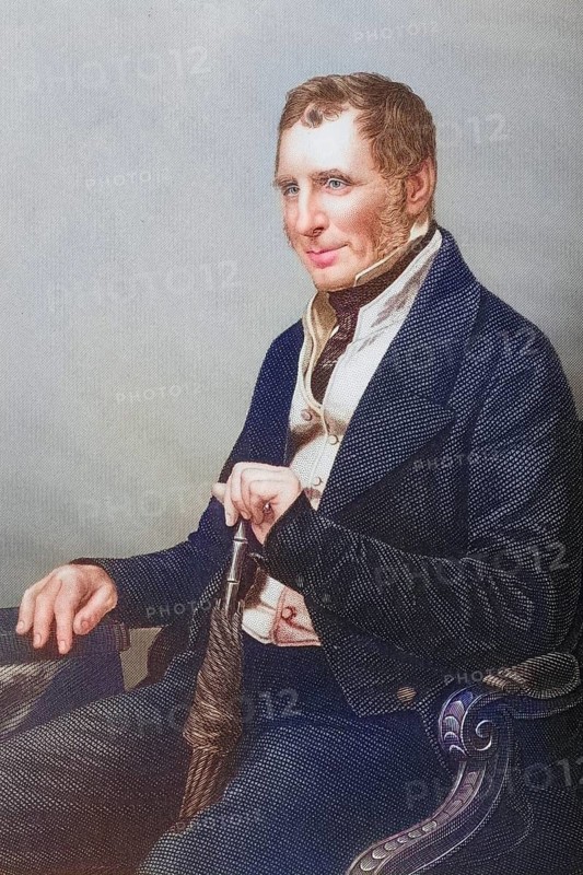Joseph Warner Henley, 1793-1884, British Conservative politician. Painted by DJPound after a photograph by Mayall. From the book The Drawing-Room Portrait Gallery of Eminent Personages, Volume 2, published in London 1859, digitally restored reproduction from a 19th century original, record date not stated