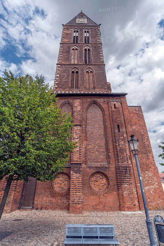Remaining tower of St Mary's Church, built from 1260-70, St Mary's Churchyard, Wismar, Mecklenburg-Western Pomerania, Germany