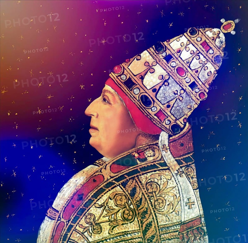 Pope Alexander VI, Alessandro VI, Alexandre VI, Alejandro VI, born Roderic Llançol i de Borja, c.?1431 – 1503, ruler of the Papal States from 1492 until his death in 1503, digitally edited after a painting