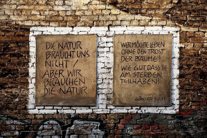 Das Wandbild mit dem Titel Weltbaum 2, Werden, Sein, Vergehen von Ben Wagin am S-Bahnhof Savignyplatz, eine Brandwandgestaltung, Berlin, Deutschland