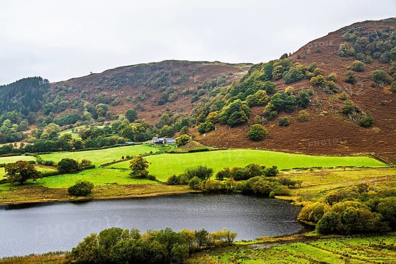 Autumn colors over Farms and Fields, Wales, UK