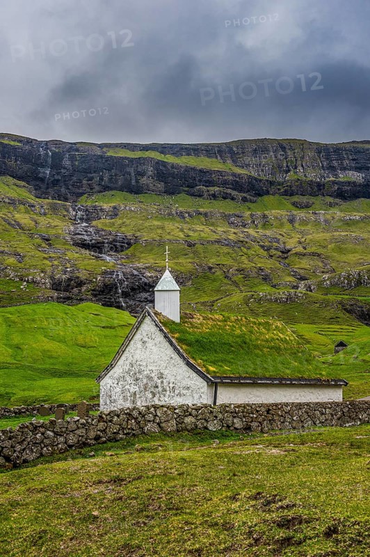 Old church in Saksun, Streymoy, Faroe islands, Denmark