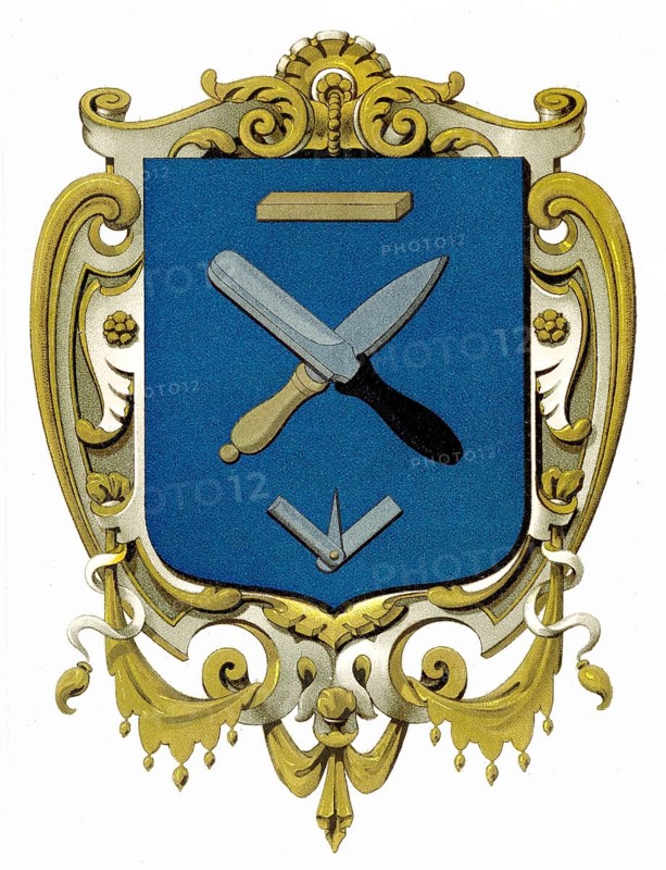 Coat of arms of the cutler corporation, Paris, France, 19th century
