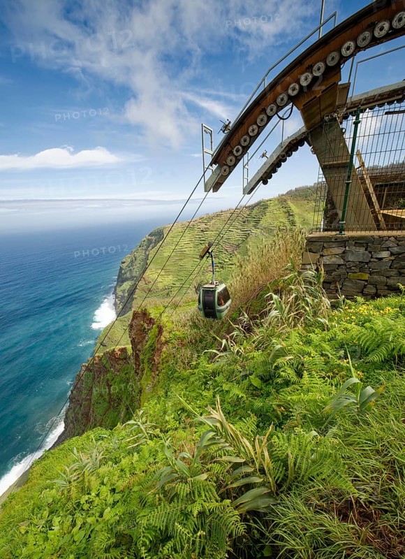 Steepest cable car in Achadas da Cruz, Teleférico das Achadas da Cruz, Achadas da Cruz, tourist attraction, municipality of Porto Moniz, Madeira, Portugal
