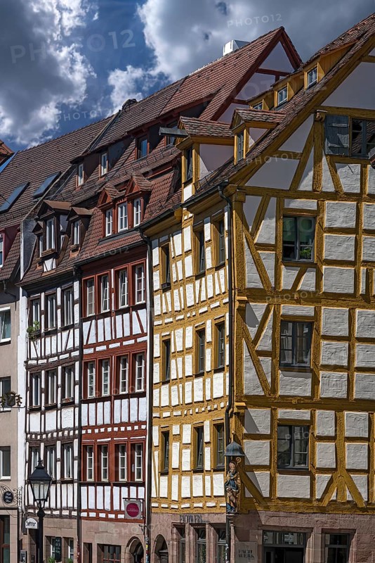 Medieval half-timbered houses, Weißgerbergasse, Nuremberg, Middle Franconia, Bavaria, Germany