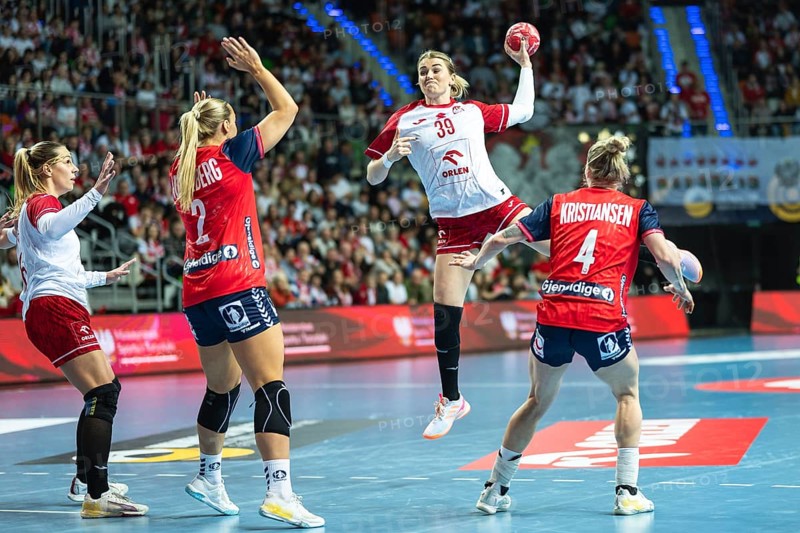 LUBIN, POLAND - MARCH 5, 2026: Women handball match EHF EURO Cup 2026: Poland - Norway. In action Nosek Natalia
