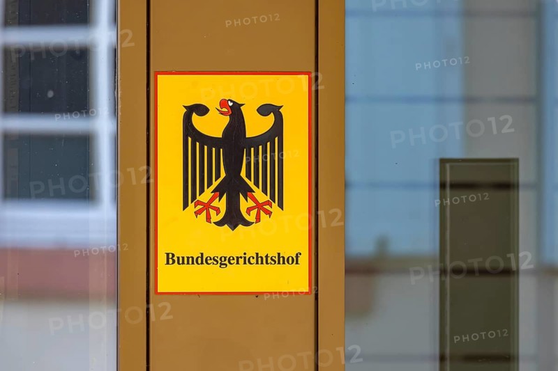 The Federal Court of Justice (BGH) is the highest court of the Federal Republic of Germany in the area of ordinary jurisdiction and thus the final instance in civil and criminal proceedings. Official sign with federal eagle at the seat of the court in Karlsruhe, Baden-Württemberg, Germany