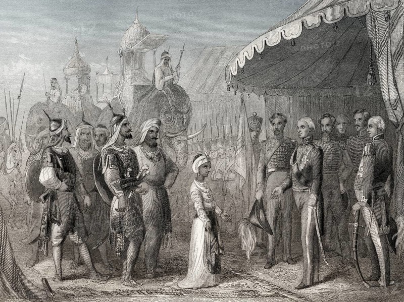 Der Vertrag von Lahore, 1846, geschlossen von Sir Henry Hardinge und dem Maharaja Duleep Singh Bahadur