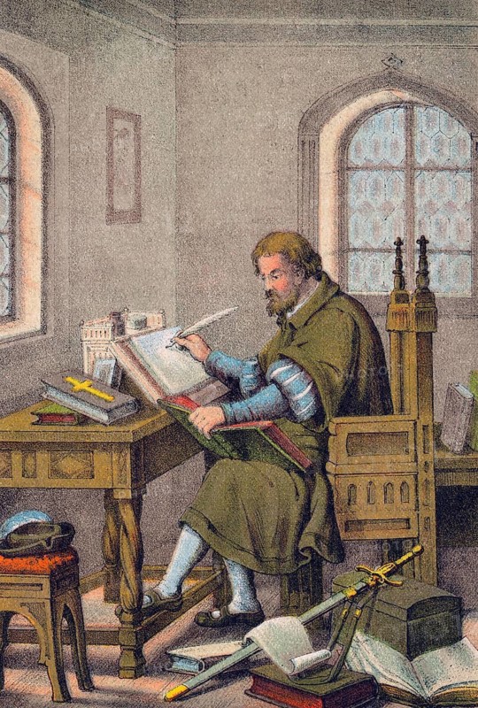 Martin Luther, translating the holy bible at the Wartburg castle, Germany, 1521-22