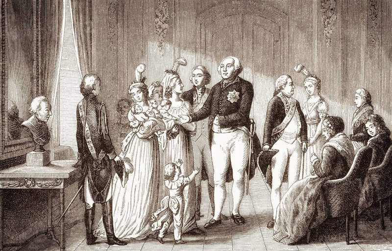 The royal couple Frederick William III, 1770 - 1840, king of Prussia and Louise of Mecklenburg-Strelitz, 1776 - 1810, with family, 1796