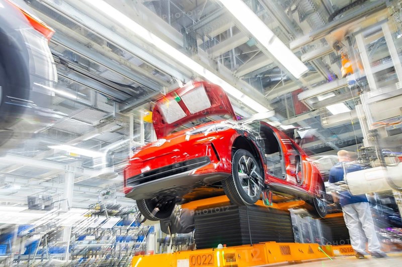 Electric car production in the assembly halls of VW in Zwickau, Zwickau, Saxony, Germany