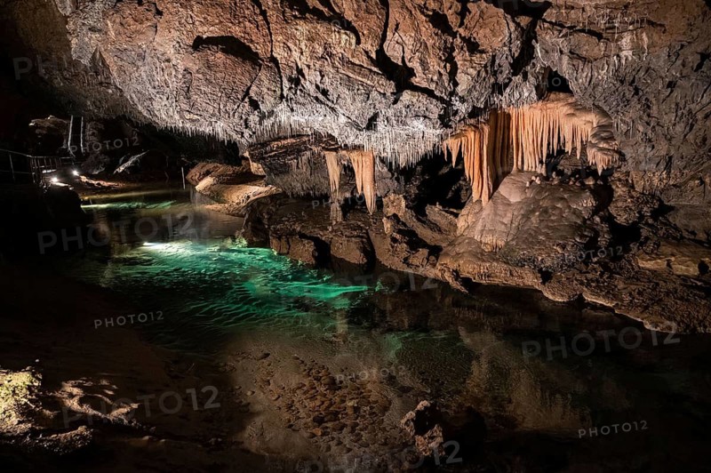 Emerald lake in Demanovska Freedom Cave (Demanovska Jaskyna Slobody) in Slovakia