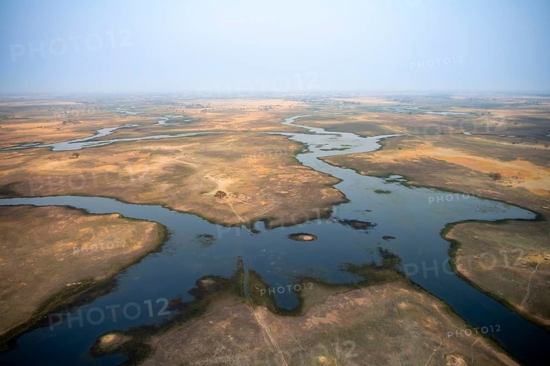 Wetland, landscape, aerial view of the Okavango Delta, near Maun, Okavango Delta, Botswana