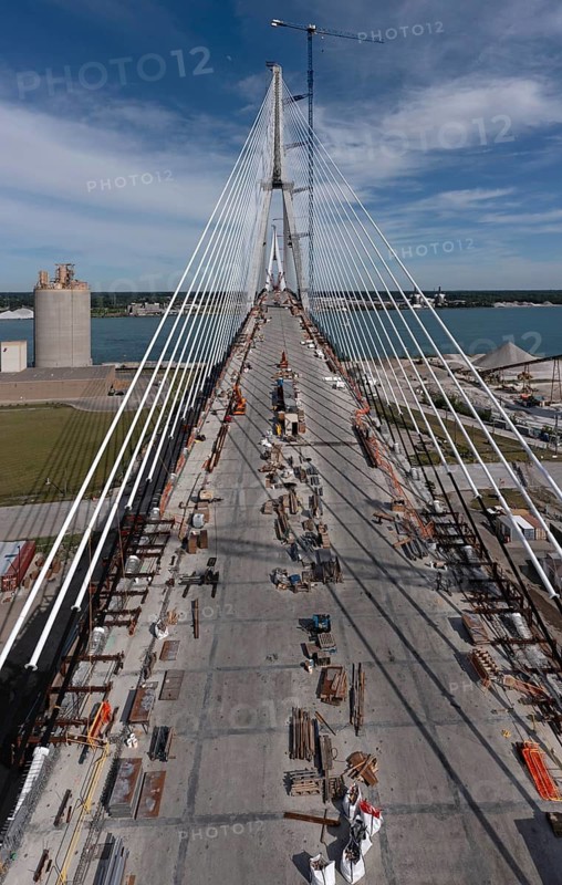 Detroit, Michigan USA -15 June 2024, The last deck section has been put in place on the Gordie Howe International Bridge, linking Detroit with Windsor, Ontario across the Detroit River. The bridge is expected to open in 2025