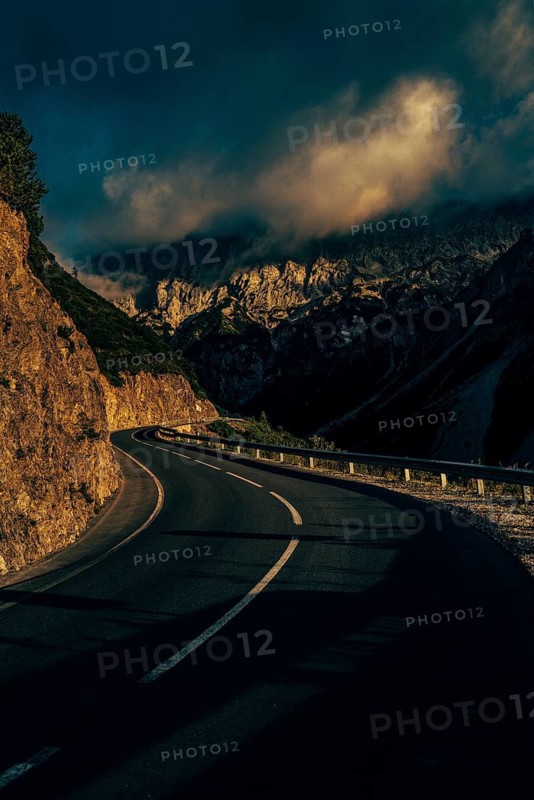 Hahntennjoch pass road in Tyrol in Lechtal, Austria