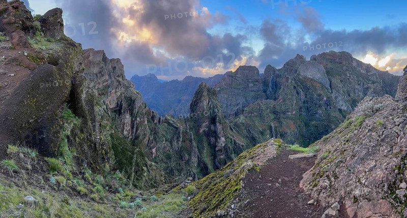 Sunset at Pico do Arieiro, hiking trail PR1, Madeira, Portugal