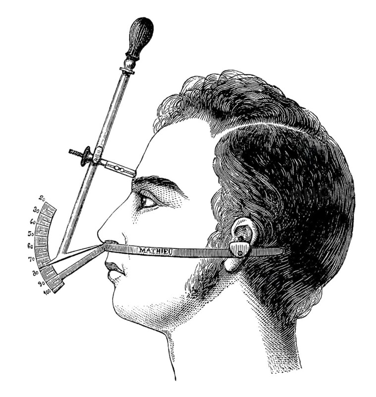 Median facial goniometer of Pierre Paul Broca, 1824 – 1880, French physician, anatomist and anthropologist