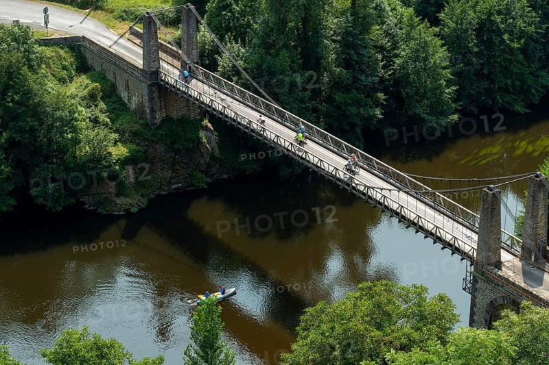 Chilhac, the suspension bridge on the Allier River, Haute-Loire, Auvergne-Rhône-Alpes, France