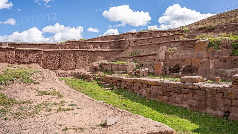 Historical excavation site Akapana, Tiwanaku, Bolivia