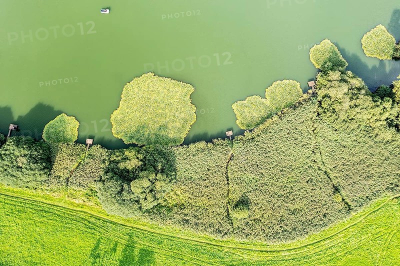 Aerial view of the Meerfelder Maar, Eifel region, Germany