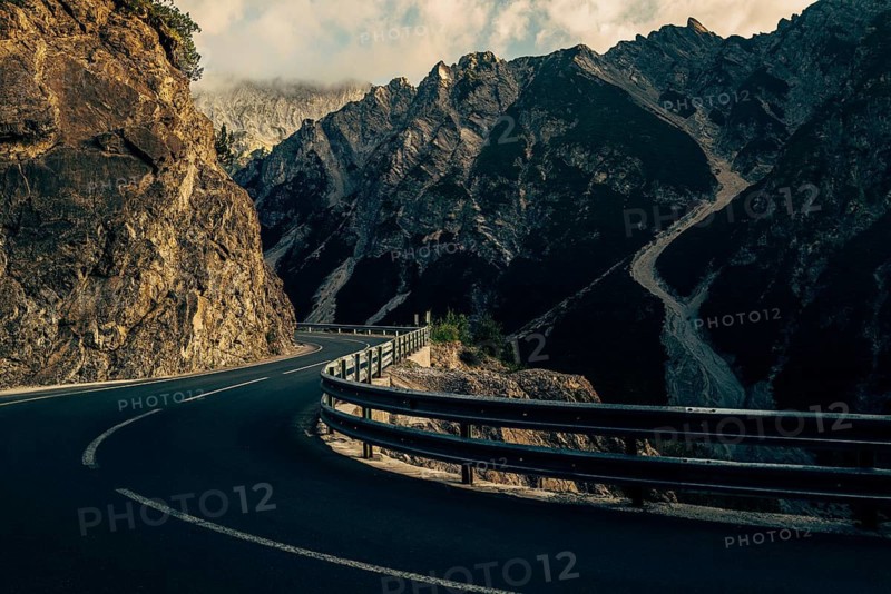 Hahntennjoch pass road in Tyrol in Lechtal, Austria