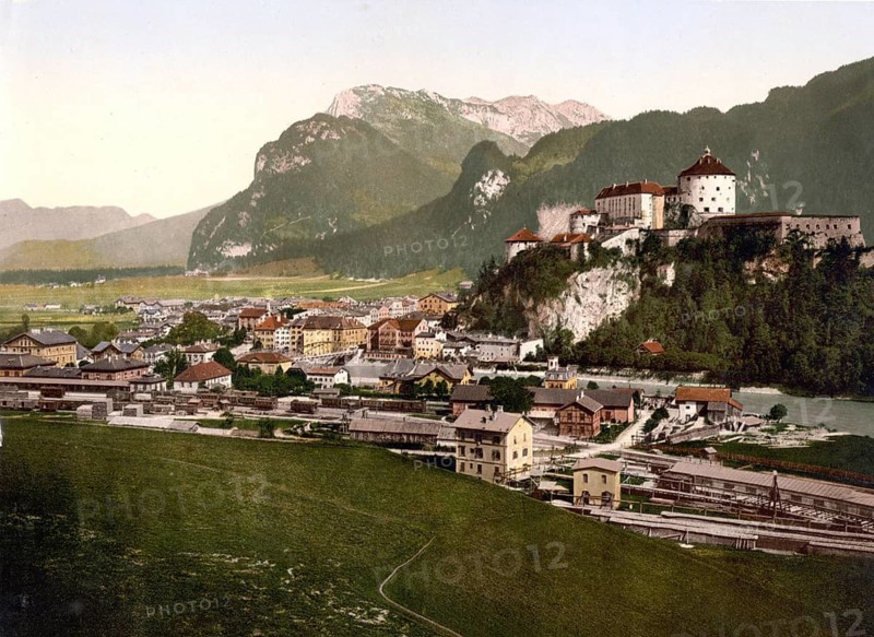 Kufstein, seen from the Zellerberg, Tyrol. Austria, Historical, digitally restored reproduction from a 19th century original, Record date not stated
