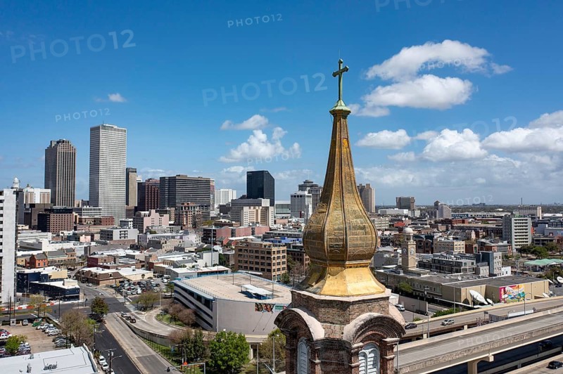 New Orleans, Louisiana - The golden steeple of St. John the Baptist Catholic Church, established in 1851