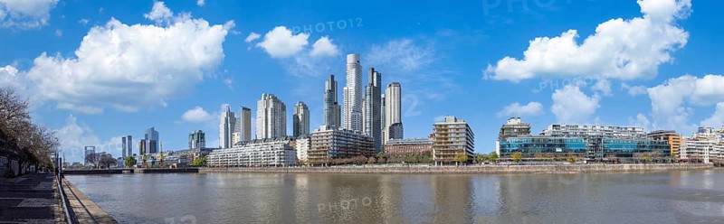 Argentina, Buenos Aires, skyline and cityscape of Puerto Madero, a waterfront Rio De La Plata