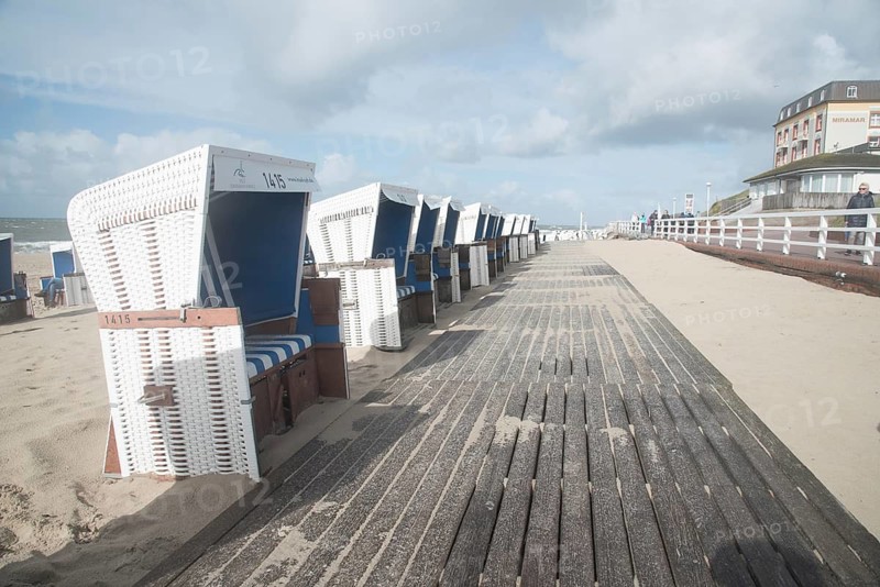 Beach chairs in Westerland on the island of Sylt, Europe, Germany, Northern Germany, North Frisia