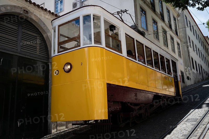 LISBON, PORTUGAL - MAY 19, 2025: Famous Elevador da Gloria at the street of Lisbon