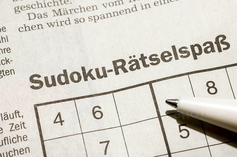 Excerpt from a magazine, newspaper, Sudoku puzzle fun, Germany