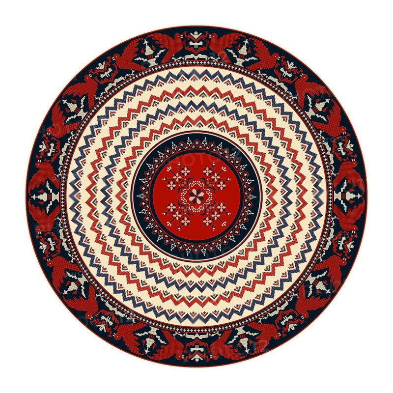 Traditional Polish embroidery round symbol, vector template. Isolated objects over white background