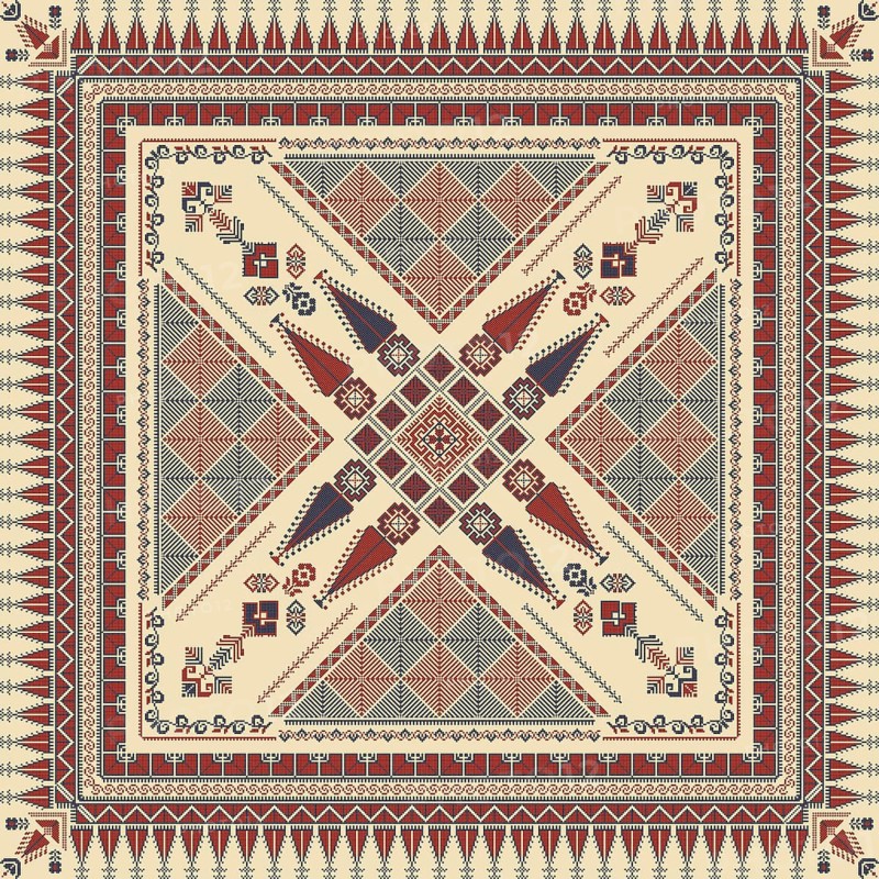 Embroidery Tatreez pattern, Palestinian fashion vector ornament