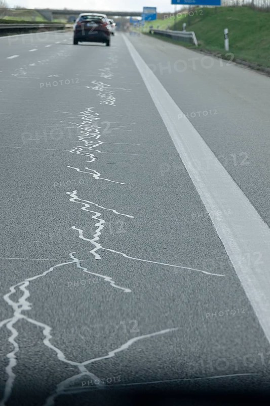 Repaired carriageway, symbolic image of infrastructure, Germany
