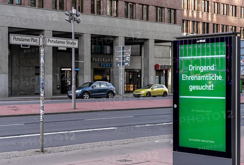 Wall display board for advertising, Potsdamer Platz, Berlin, Germany