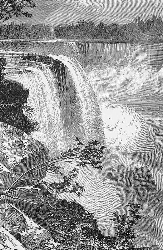 Niagara Falls on the Canadian-American border, around 1870, America, digital reproduction of a historical original