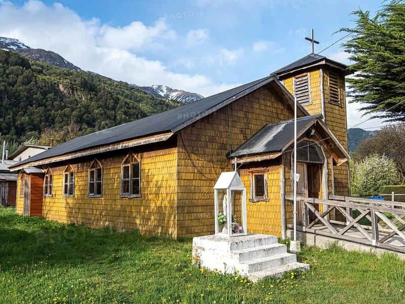 Wooden church in Futaleufu, Chile