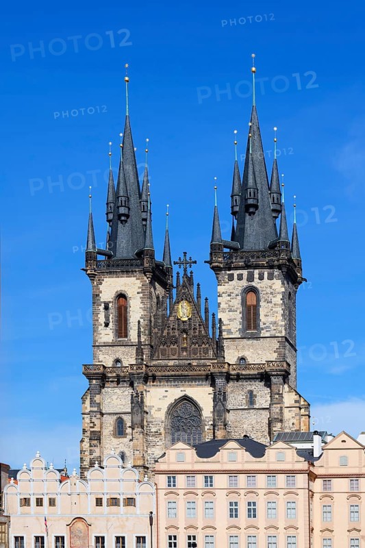 Towers of the Mother of God before Tyn Church, Old Town Square, Prague, Bohemia, Czech Republic