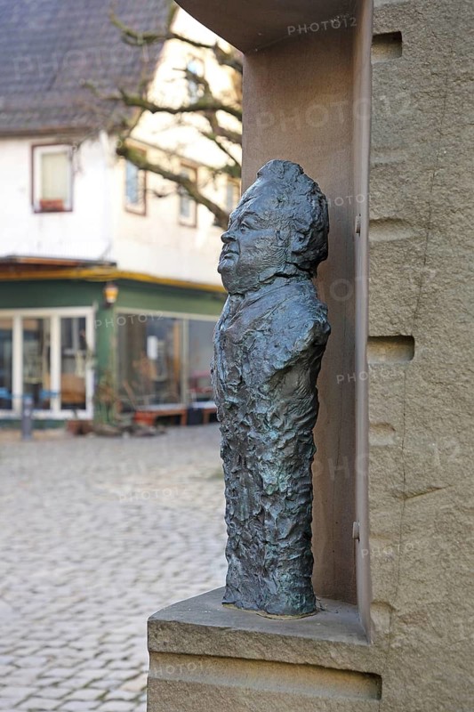 Sculpture and memorial to poet and journalist Christian Friedrich Daniel Schubart, Aalen, Swabian Alb, Baden-Württemberg, Germany