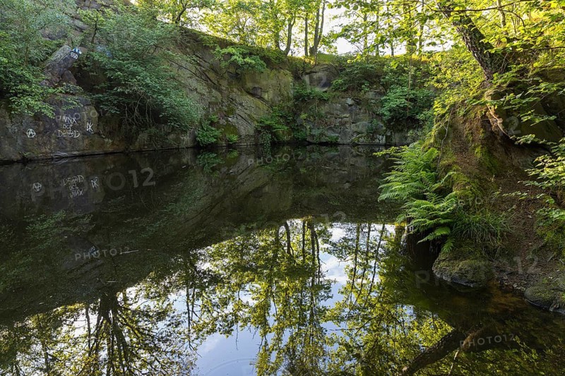 Old quarry with reflection, Callenberg, Schirgiswalde-Kirschau, Upper Lusatia, Saxony, Germany