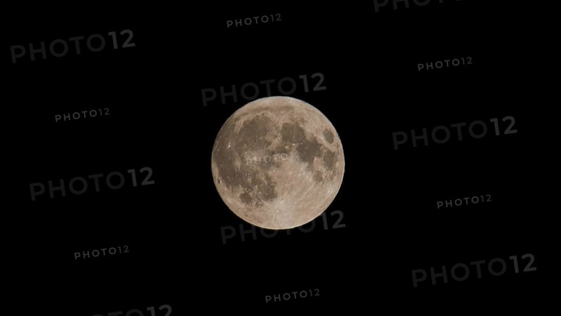 Close-up of full moon at night, clear view of moon crater, Pigadia, town and harbour, Pigadia Bay, main town, Karpathos, Dodecanese, Greek Islands, Greece