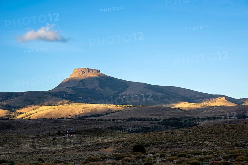 Patagonian steppe in the evening light near Junin de los Andes, Patagonia, Argentina