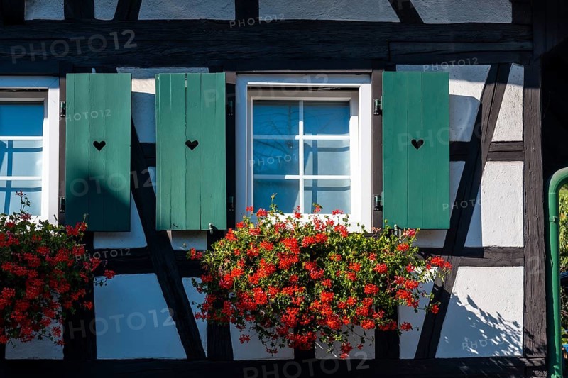 Beautiful facades in the medieval mountain village of Sasbachwalden, Black Forest, Germany