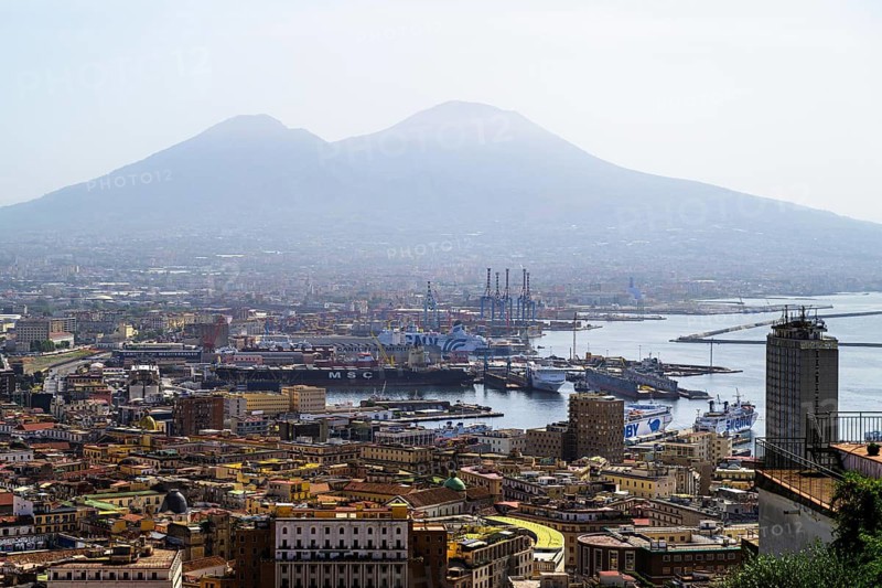 View of Naples and Vesuvius from Castel Sant'Elmo, Campania, Italy