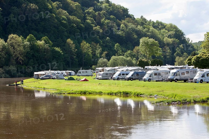 Campsite at Bad Karlshafen, Upper Weser Valley, Weser Uplands, Weserbergland, Hesse, Germany