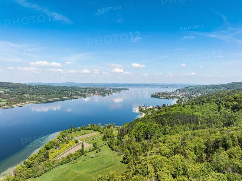 Aerial view of Lake Constance, Untersee, Lake Rhine, on the left the Höri peninsula, Canton Thurgau, Switzerland