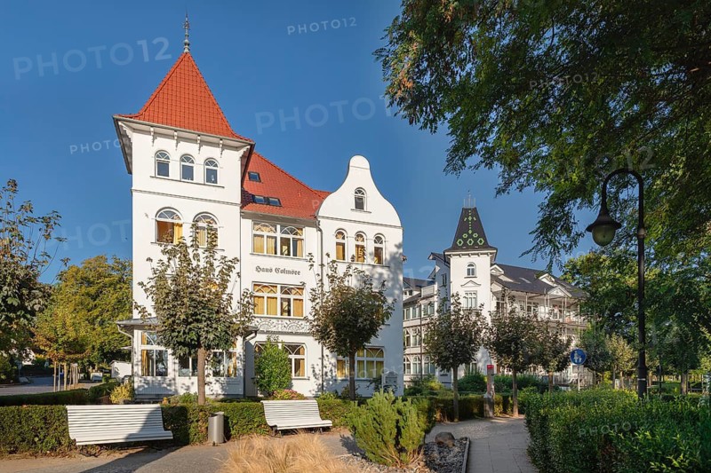 Spa architecture in Binz, island of Rügen, Mecklenburg-Western Pomerania, Germany